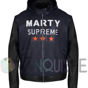 Marty Supreme Hooded Leather Jacket Front look