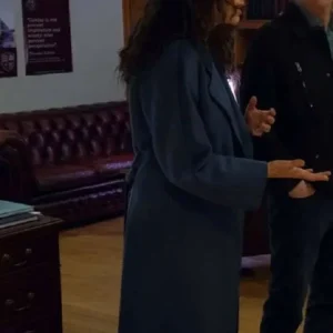 Minnie Driver Run Away Blue Wool Coat