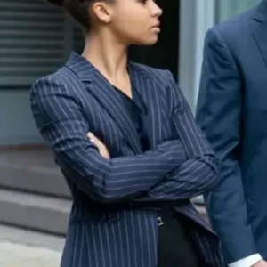 Myha’la Industry Blue Striped Blazer Front look