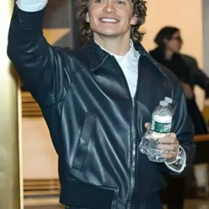 NYC 2026 Connor Storrie Black Leather Jacket