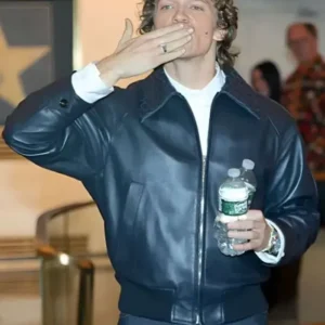 NYC 2026 Connor Storrie Black Leather Jacket