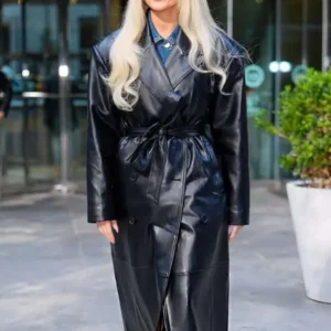 NYC Meghan Trainor Black Leather Coat