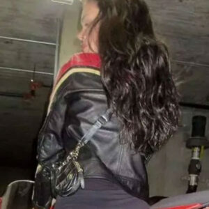 Nicola Peltz Biker Black and Red Leather Jacket
