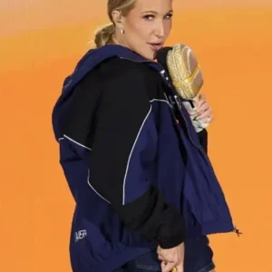 Nikki Glaser Marty Supreme Jacket Back look