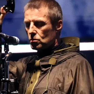 Oasis Tour Liam Gallagher Olive Green Anorak Jacket Front Look