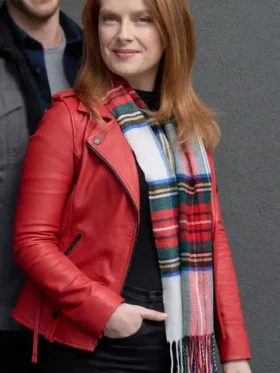 Our Christmas Mural Olivia Red Leather Jacket