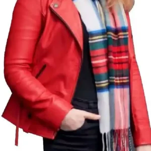 Our Christmas Mural Olivia Red Leather Jacket