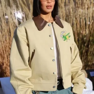 Paris Fashion Week Dina Ayada Leather Jacket Front