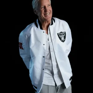 Pete Carroll White Bomber Jacket Front Look