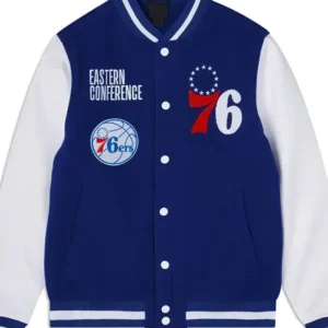Philadelphia 76ers Eastern Conference Varsity Jacket Front Look