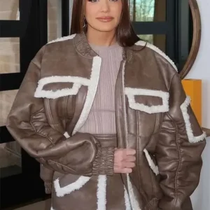 RHOSLC Meredith Marks Brown Leather Jacket Front look