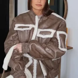 RHOSLC Meredith Marks Brown Leather Jacket Front look