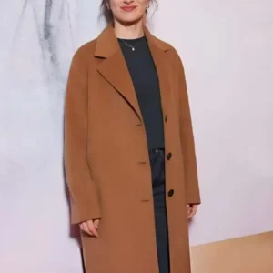 Rebecca Marder Lumière ! Screening Brown Coat Front Look