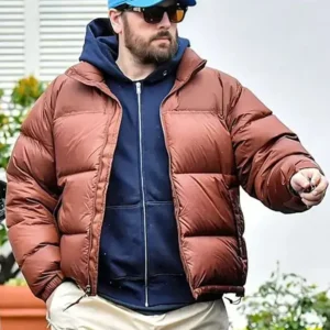Scott Disick Brown Puffer Jacket Front Look