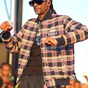 Snoop Dogg TDE Christmas Concert Check Bomber Jacket Front look