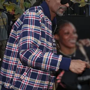 Snoop Dogg TDE Christmas Concert Check Bomber Jacket Front look