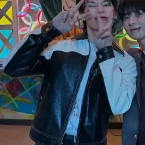 Study Group Cha Woo-min Leather Jacket Front