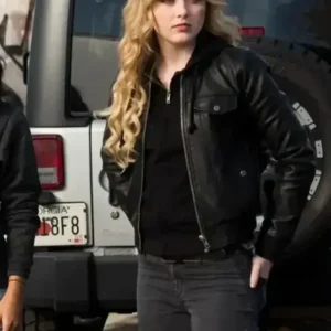 Supernatural Claire Novak Black Leather Bomber Jacket