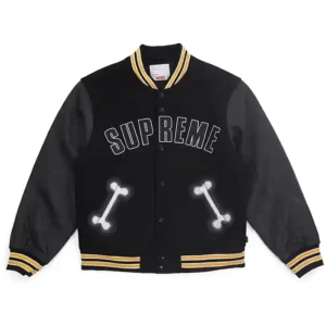 Supreme Bone Varsity Jacket Front Look