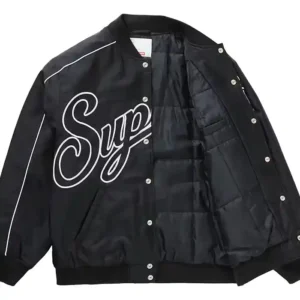 Supreme Contrast Script Varsity Jacket Front