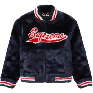 Supreme Faux Fur Varsity Jacket Front