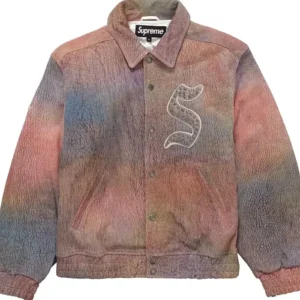 Supreme Pebbled Leather Varsity Jacket Multicolor Front Look