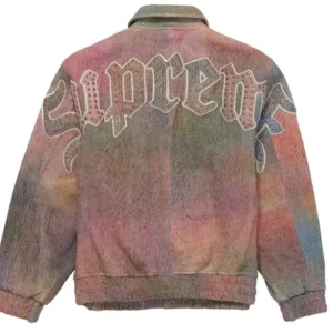 Supreme Pebbled Leather Varsity Jacket Multicolor Back Look