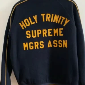 Supreme holy trinity varsity jacket Back