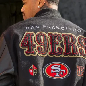 TRUE x Nike x San Francisco 49ers Destroyer Varsity Jacket Back Look