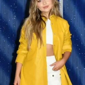Tall Girl Sabrina Carpenter Yellow Leather Jacket