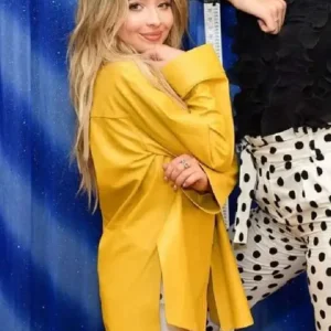 Tall Girl Sabrina Carpenter Yellow Leather Jacket