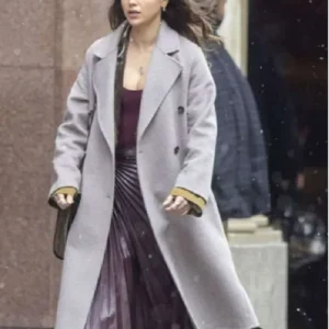 The Copenhagen Test Melissa Barrera Grey Wool Coat