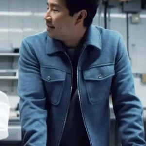 The Copenhagen Test Simu Liu Blue Jacket Front Look