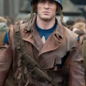 The First Avenger Chris Evans Brown Leather Jacket