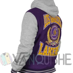 Throwback Prep LA Lakers Purple Hoodie Jacket Back look