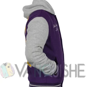 Throwback Prep LA Lakers Purple Hoodie Jacket Side look