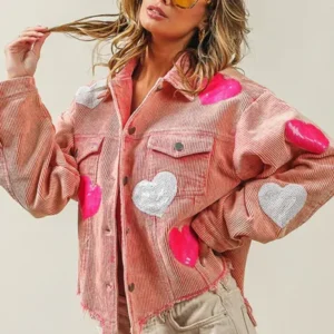 Valentine’s Day Love Sequin Jacket Pink Color