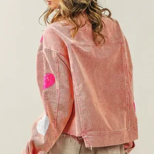 Valentine’s Day Love Sequin Jacket Pink Color Back look