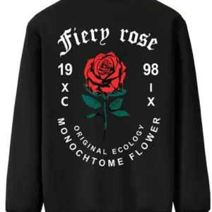 Valentine’s Day Romantic Rose and Slogan Print Jacket