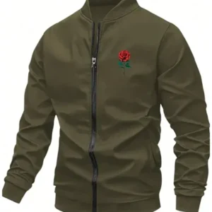 Valentine’s Day Romantic Rose and Slogan Print Jacket