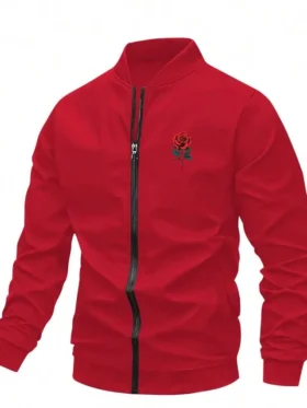 Valentine’s Day Romantic Rose and Slogan Print Jacket