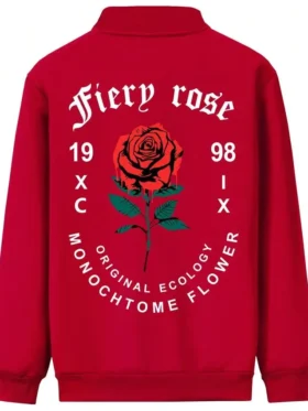 Valentine’s Day Romantic Rose and Slogan Print Jacket