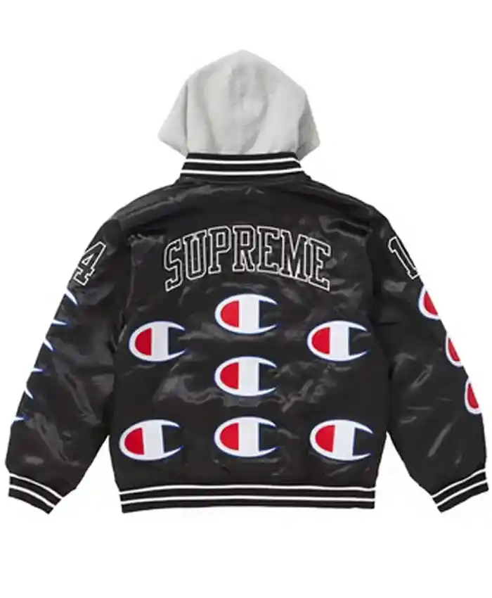 Shop Varsity Supreme Champion Satin Jacket with Hood - Vanquishe