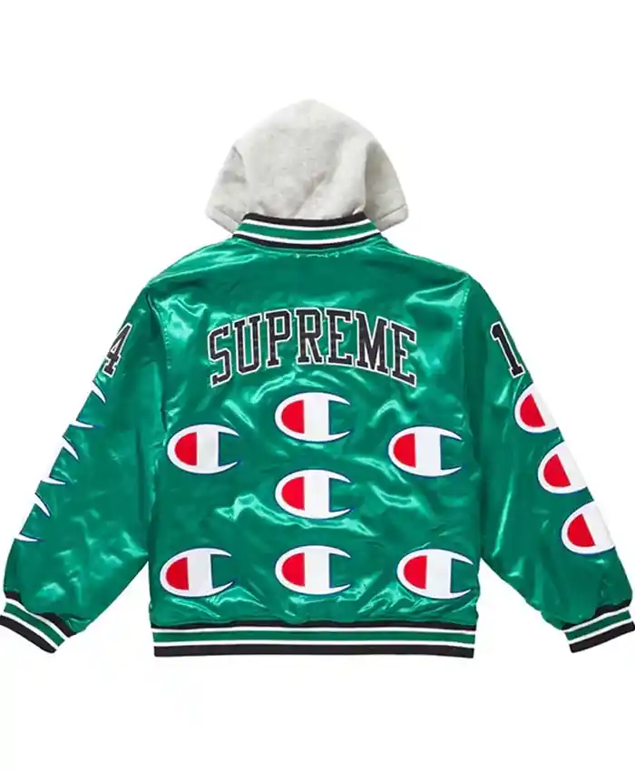 Shop Varsity Supreme Champion Satin Jacket with Hood - Vanquishe