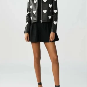 Women Heart Leather Jacket Front Look
