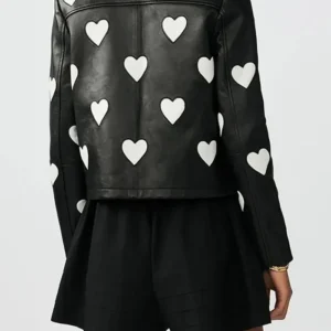 Women Heart Leather Jacket Back Look