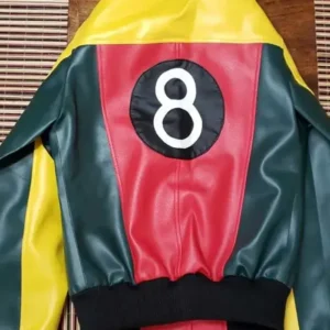 Womens 8 Ball Pool Bomber Leather Jacket