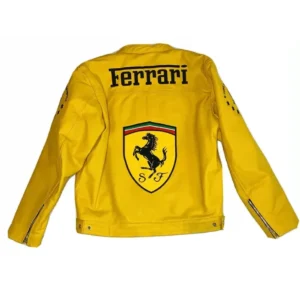 Yellow Leather Ferrari Jacket