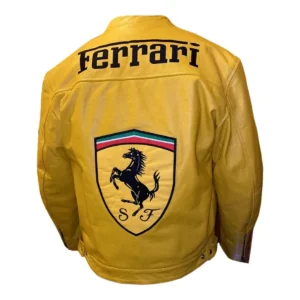 Yellow Leather Ferrari Jacket