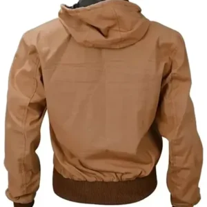 Yellowstone Kelly Reilly Brown Fur Collar Hooded Jacket Back Look